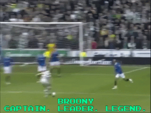 A Blurry Picture Of A Soccer Game With The Words Captain Leader Legend On The Screen GIF