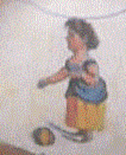 A Blurry Picture Of A Woman Standing On A Staircase Holding A Purse . GIF