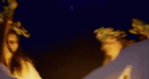 A Blurry Picture Of A Woman Wearing A Flower Wreath On Her Head . GIF