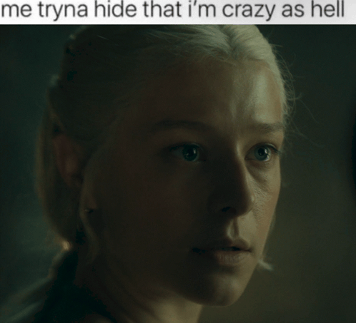 A Blurry Picture Of A Woman With A Caption That Says Me Tryna Hide That I 'M Crazy As Hell GIF