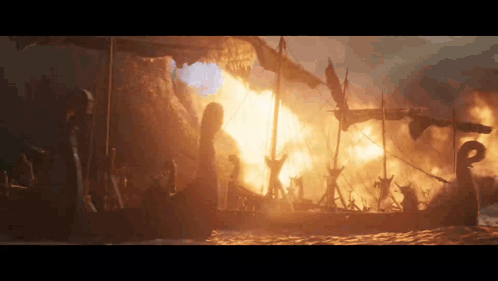 A Boat Is On Fire In The Water GIF