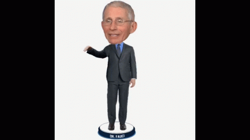 A Bobblehead Of Dr. Fauci Is Displayed On A White Background GIF
