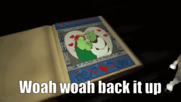 A Book Is Open To A Picture Of Shrek And Fiona GIF