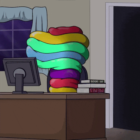 Memes Book And Stack Of Books On Desk GIF