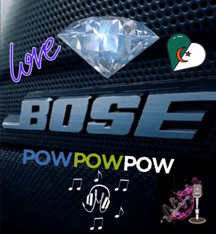A Bose Logo With A Diamond And The Words Powpowpow GIF