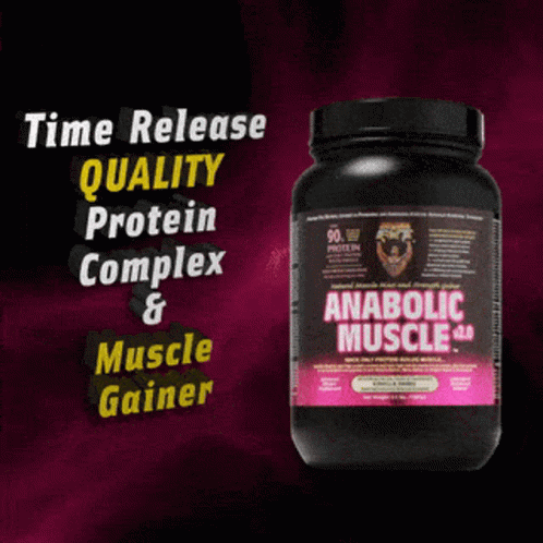 A Bottle Of Anabolic Muscle 2.0 On A Pink Background GIF