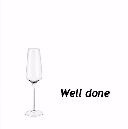 A Bottle Of Beer Is Being Poured Into A Glass Next To The Word Well Done GIF