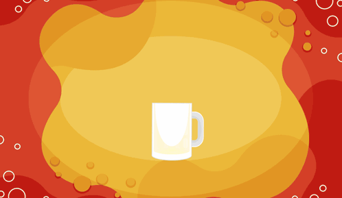 A Bottle Of Beer Sits Next To A Mug Of Beer On A Yellow Background That Says International Beer GIF