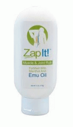 A Bottle Of Emu Oil Is Sitting On Top Of A White Package . GIF