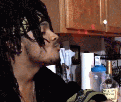 A Bottle Of Hennessy Sits In A Kitchen GIF