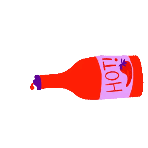 a bottle of hot sauce with a purple label