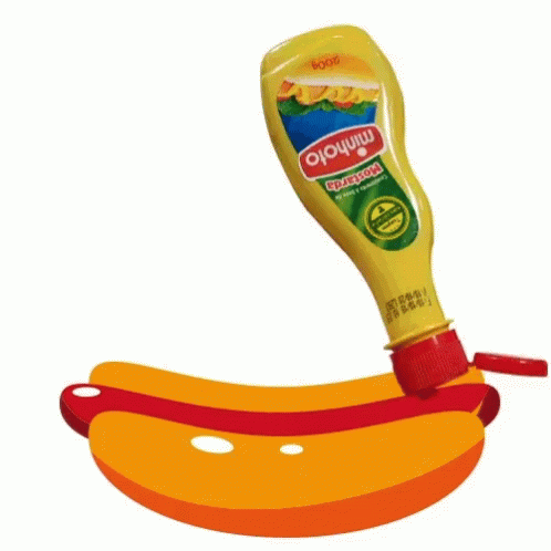 A Bottle Of Minholo Mustard Is Poured Onto A Hot Dog GIF