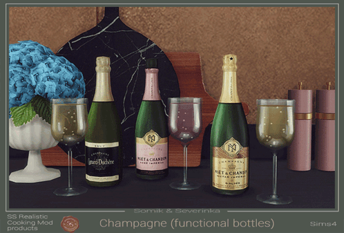 A Bottle Of Moet & Chandon Sits On A Table With Glasses GIF