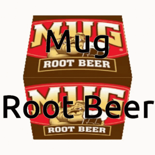 A Bottle Of Mug Root Beer With A Picture Of A Bulldog On It GIF