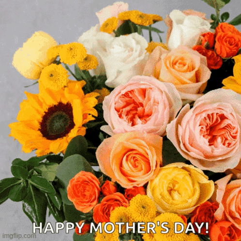 A Bouquet Of Flowers With The Words " Happy Mother 'S Day " On The Bottom GIF