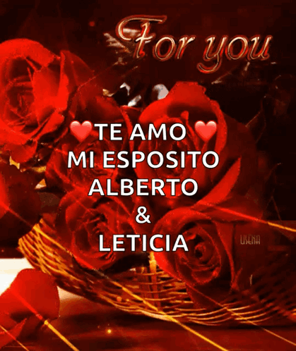 A Bouquet Of Red Roses In A Basket With The Words For You GIF