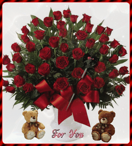 A Bouquet Of Red Roses In A Vase With The Words For You GIF