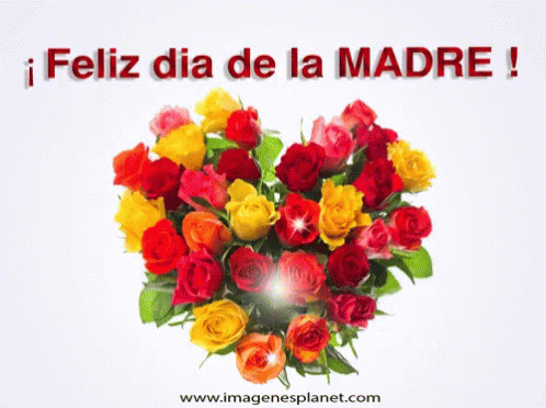 A Bouquet Of Roses In The Shape Of A Heart With The Words Feliz Dia De La Madre GIF