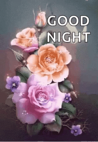 A Bouquet Of Roses With The Words `` Good Night '' Written On It . GIF