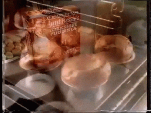 A Box Of Aunt Bessie 'S Yorkshire Pudding Is In A Refrigerator GIF