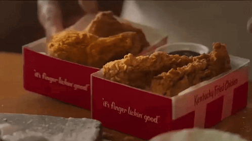 A Box Of Fried Chicken Says It 'S Finger Lickin Good GIF