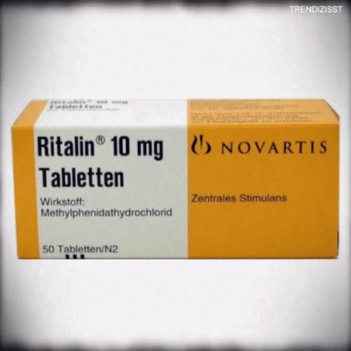 A Box Of Ritalin 10 Mg Tabletten From Novartis Contains 50 Tablets GIF