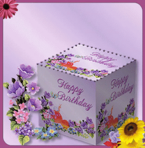 A Box That Says Happy Birthday On It GIF