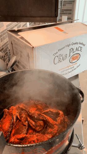 A Box That Says The Finest High Quality Seafood The Crab Place GIF