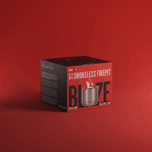 A Box That Says Up To 100 % Smokeless Firepit Blaze On It GIF