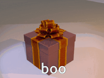 a box with a bow and the word boo on it