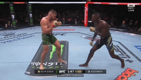 A Boxing Match Between Du Plessis And Adesanya Is Being Broadcast On Espn GIF