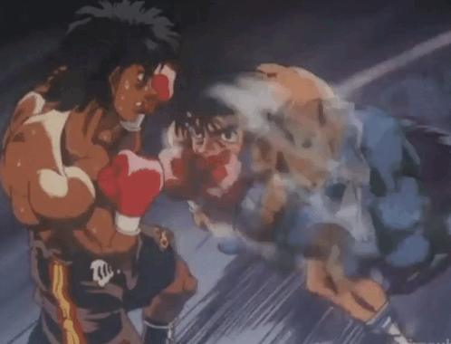 A Boxing Match Between Two Men With One Wearing A Shirt That Says R.k. GIF