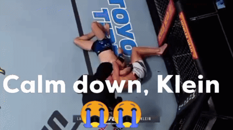 A Boxing Match With The Words Calm Down Klein On The Bottom GIF
