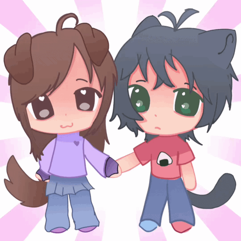 A Boy And A Girl Are Holding Hands In A Drawing GIF
