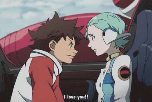 A Boy And A Girl Are Looking At Each Other And The Girl Is Saying I Love You GIF