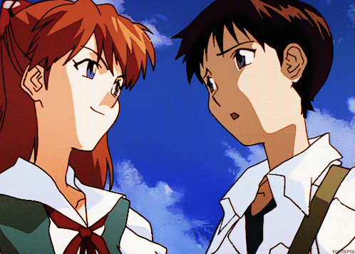 Boy And Girl Looking At Each Other With Epic Text GIF