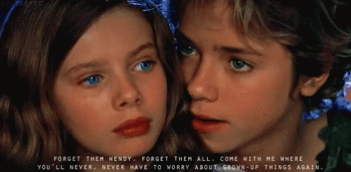 A Boy And A Girl Are Looking At Each Other With A Quote Above Them GIF