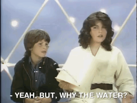 A Boy And A Girl Are Sitting Next To Each Other And The Girl Is Asking Why The Water . GIF