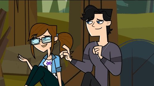 A Boy And A Girl Are Sitting Next To Each Other In A Cartoon GIF