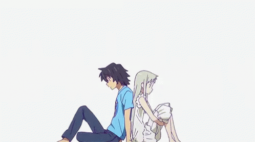 A Boy And A Girl Are Sitting Next To Each Other On The Ground . GIF