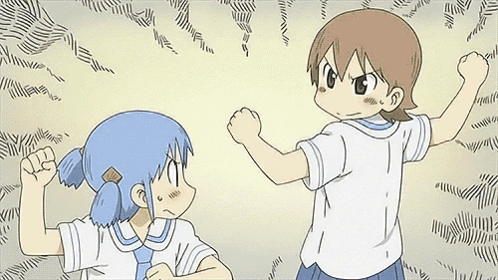 A Boy And A Girl Are Standing Next To Each Other And Fighting . GIF