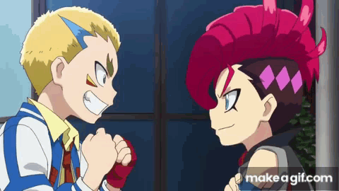 A Boy And A Girl Are Standing Next To Each Other In A Cartoon . GIF