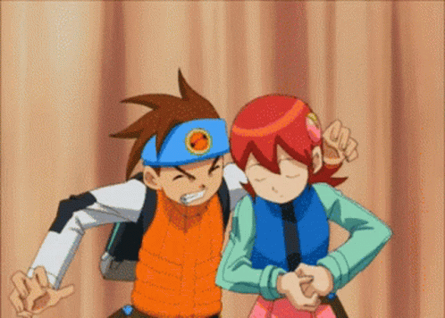 A Boy And A Girl Are Standing Next To Each Other In An Anime Scene GIF