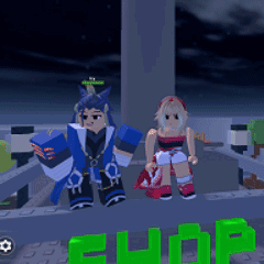 Boy And Girl Standing In Front Of Shop GIF