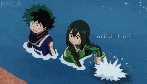 A Boy And A Girl Are Swimming In The Water And The Girl Is Asking If She Can Kill Him GIF