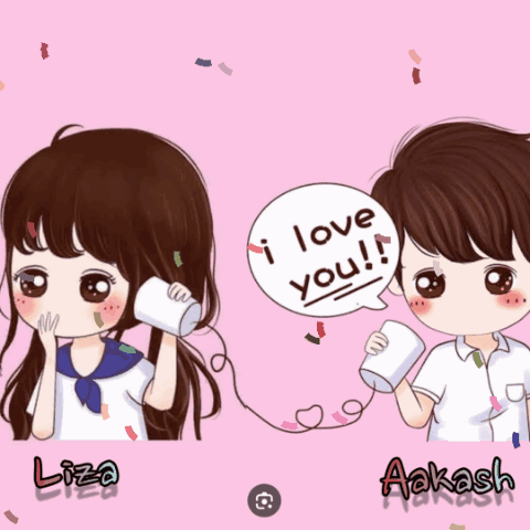 A Boy And A Girl Are Talking To Each Other With A Speech Bubble Saying I Love You GIF