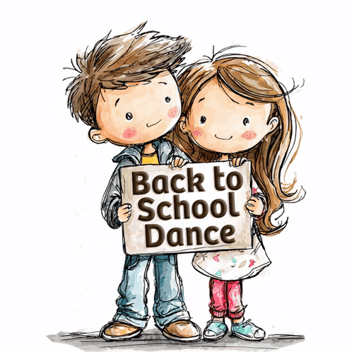 A Boy And A Girl Hold A Sign That Says Back To School Junce GIF