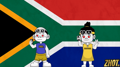 A Boy And A Girl In Front Of A South African Flag GIF