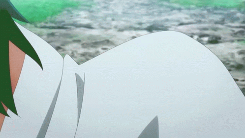 A Boy And A Girl In White Kimonos Are Running On A Rocky Path GIF