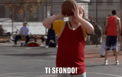 A Boy Holding A Basketball With The Words Ti Sfondo Written Below Him GIF